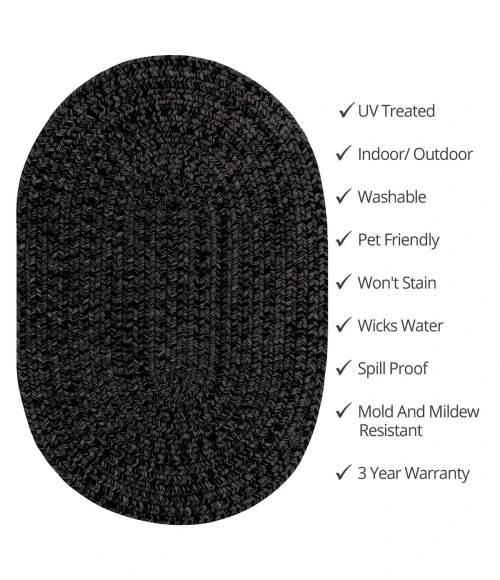Homespice Decor Ultra Durable Braided Black 321572 20 in. X 30 in. Oval Rug