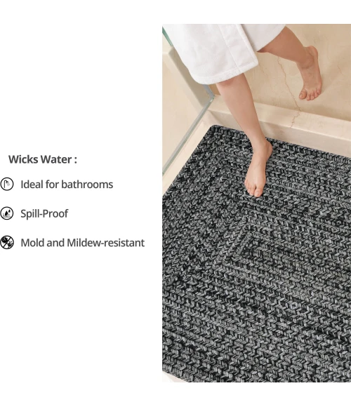 Homespice Decor Ultra Durable Braided Black 306579 8 ft. X 10 ft. Oval Rug