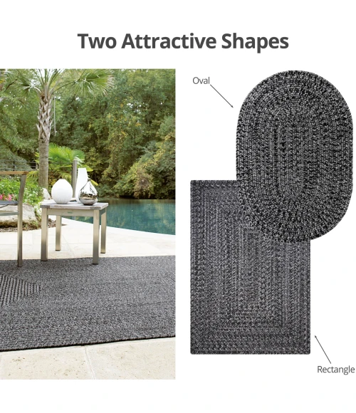 Homespice Decor Ultra Durable Braided Black 306579 8 ft. X 10 ft. Oval Rug