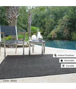 Homespice Decor Ultra Durable Braided Black 305572 6 ft. X 9 ft. Oval Rug