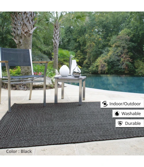 Homespice Decor Ultra Durable Braided Black 306579 8 ft. X 10 ft. Oval Rug