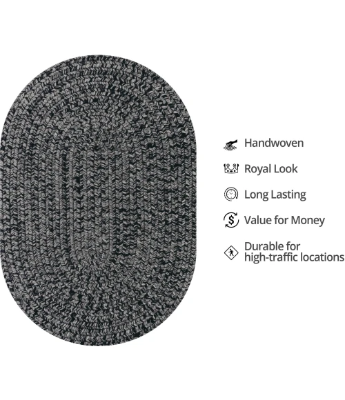Homespice Decor Ultra Durable Braided Black 306579 8 ft. X 10 ft. Oval Rug