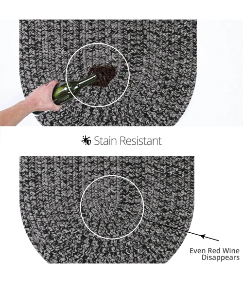 Homespice Decor Ultra Durable Braided Black 306579 8 ft. X 10 ft. Oval Rug