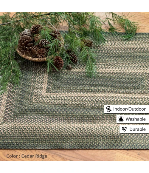 Homespice Decor Ultra Durable Braided Cedar Ridge Green 300874 27 in. X 45 in. Oval Rug
