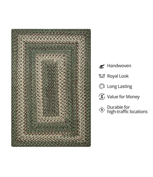 Homespice Decor Ultra Durable Braided Cedar Ridge Green 315878 6 ft. X 9 ft. Rect Rug