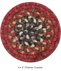 Homespice Decor Jute Braided Accessories Chester Red 240009PS 4 in. Set of 6 Round Rug