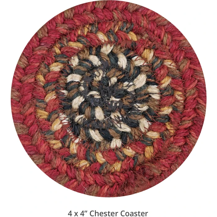 Homespice Decor Jute Braided Accessories Chester Red 240009PS 4 in. Set of 6 Round Rug