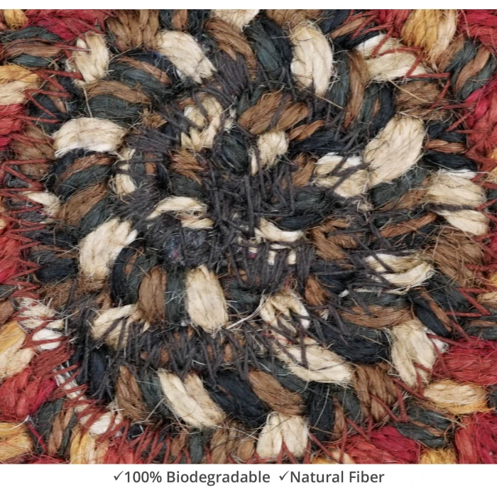 Homespice Decor Jute Braided Accessories Chester Red 240009PS 4 in. Set of 6 Round Rug