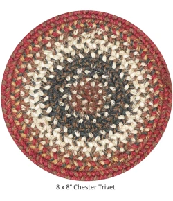 Homespice Decor Jute Braided Accessories Chester Red 240025PS 8 in. Set of 3 Round Rug