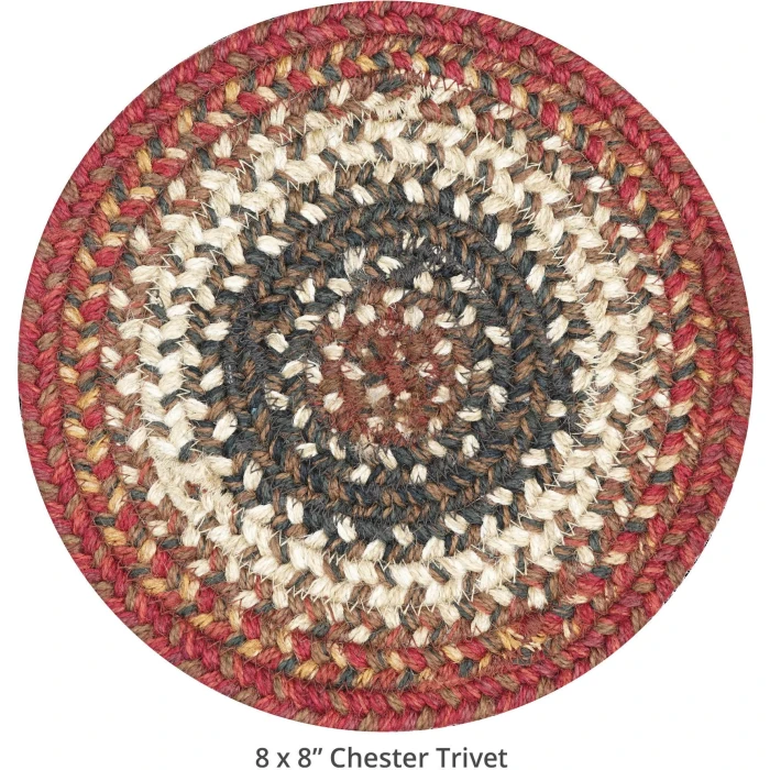 Homespice Decor Jute Braided Accessories Chester Red 240025PS 8 in. Set of 3 Round Rug