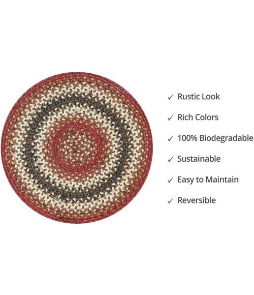 Homespice Decor Jute Braided Accessories Chester Red 240033PS 15 in. Set of 2 Round Rug