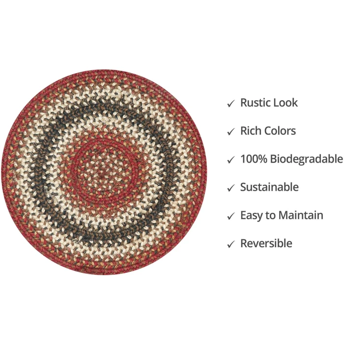 Homespice Decor Jute Braided Accessories Chester Red 240163PS 15 in. Set of 6 Round Rug