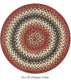 Homespice Decor Jute Braided Accessories Chester Red 240033PS 15 in. Set of 2 Round Rug