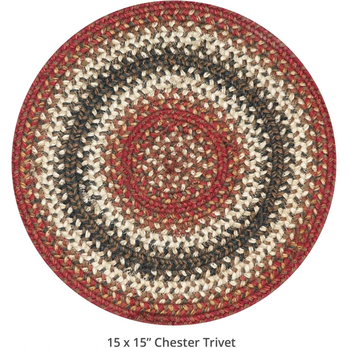Homespice Decor Jute Braided Accessories Chester Red 240163PS 15 in. Set of 6 Round Rug