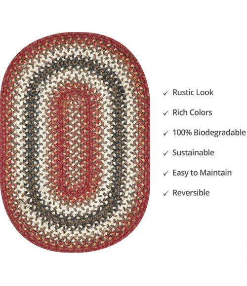Homespice Decor Jute Braided Accessories Chester Red 240057PS 13 in. X 19 in. Set of 4 Oval Rug