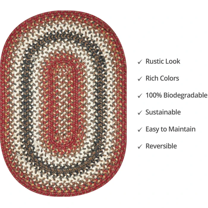 Homespice Decor Jute Braided Accessories Chester Red 240057PS 13 in. X 19 in. Set of 4 Oval Rug