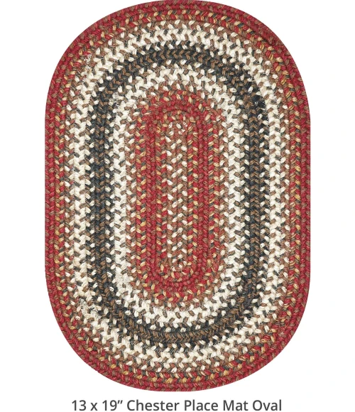 Homespice Decor Jute Braided Accessories Chester Red 240057PS 13 in. X 19 in. Set of 4 Oval Rug