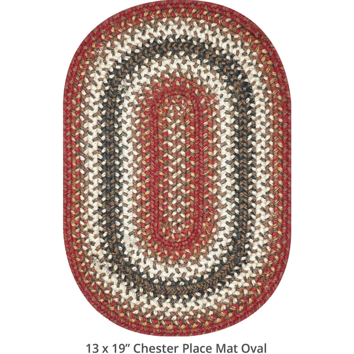 Homespice Decor Jute Braided Accessories Chester Red 240057PS 13 in. X 19 in. Set of 4 Oval Rug