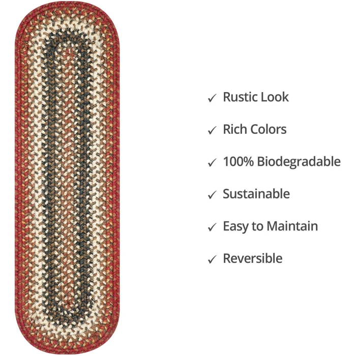 Homespice Decor Jute Braided Accessories Chester Red 240133PS 8 in. X 28 in. Set of 13 Oval Rug