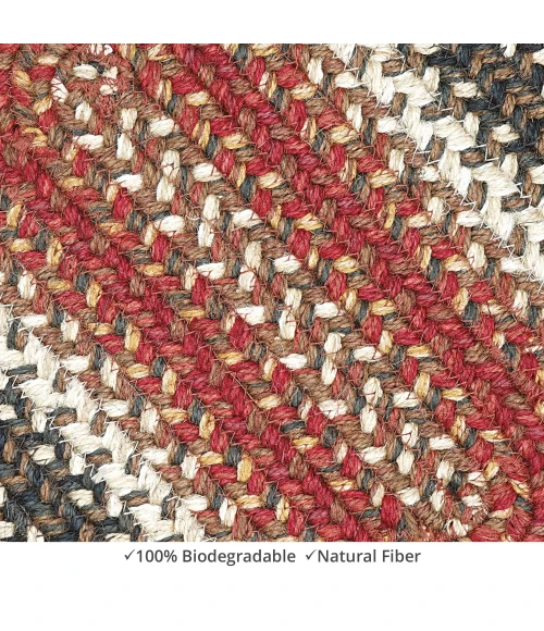 Homespice Decor Jute Braided Accessories Chester Red 571717 11 in. X 36 in. Oval Rug