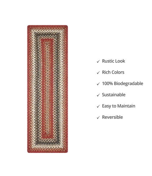 Homespice Decor Jute Braided Accessories Chester Red 572714 11 in. X 36 in. Rect Rug