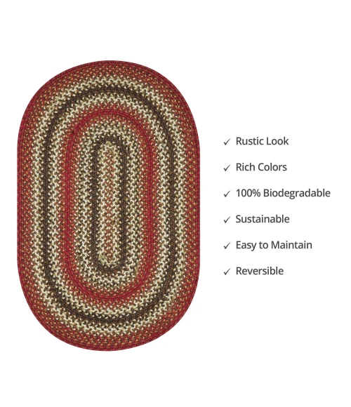 Homespice Decor Jute Braided Chester Red 502711 27 in. X 45 in. Oval Rug