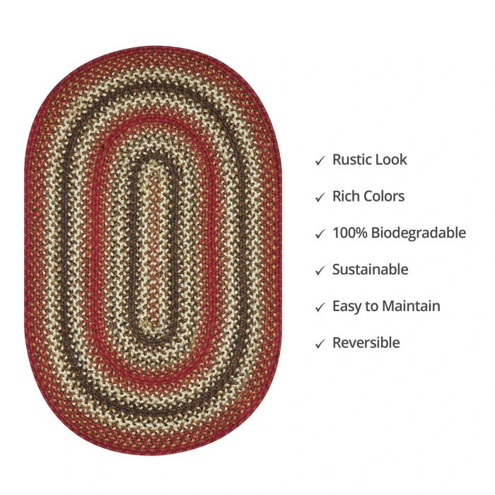 Homespice Decor Jute Braided Chester Red 504715 5 ft. X 8 ft. Oval Rug