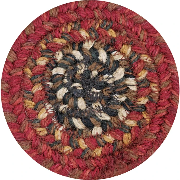 Homespice Decor Jute Braided Accessories Chester Red 240009PS 4 in. Set of 6 Round Rug