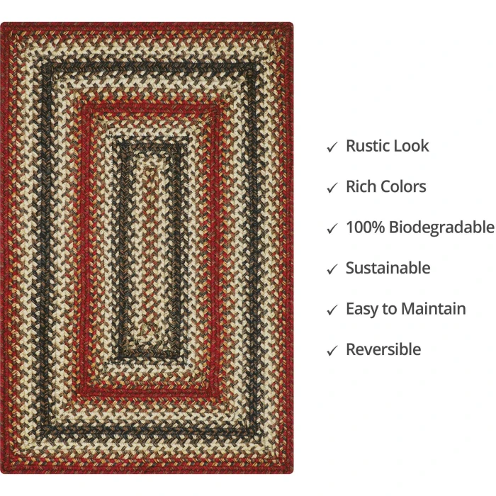 Homespice Decor Jute Braided Chester Red 511713 20 in. X 30 in. Rect Rug
