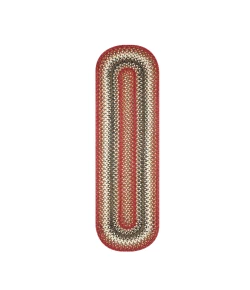 Homespice Decor Jute Braided Accessories Chester Red 571717 11 in. X 36 in. Oval Rug