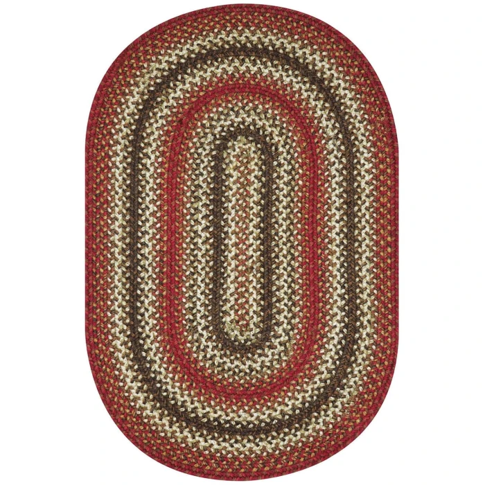 Homespice Decor Jute Braided Rug Red & Black Chester 2ft. x 3ft. Oval Rug