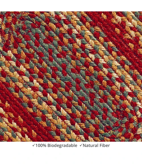 Homespice Decor Jute Braided Cider Barn Red 506122 8 ft. X 10 ft. Oval Rug