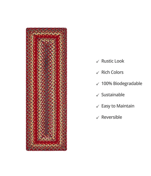 Homespice Decor Jute Braided Accessories Cider Barn Red 571120 11 in. X 36 in. Oval Rug