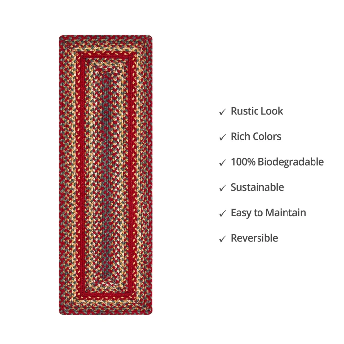 Homespice Decor Jute Braided Accessories Cider Barn Red 572127 11 in. X 36 in. Rect Rug