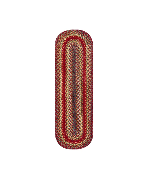 Homespice Decor Jute Braided Accessories Cider Barn Red 571120 11 in. X 36 in. Oval Rug
