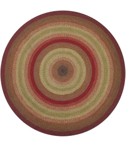 Homespice Decor Jute Braided Rug Cranberry Red & Gold Cider Barn 6 FT Round Rug