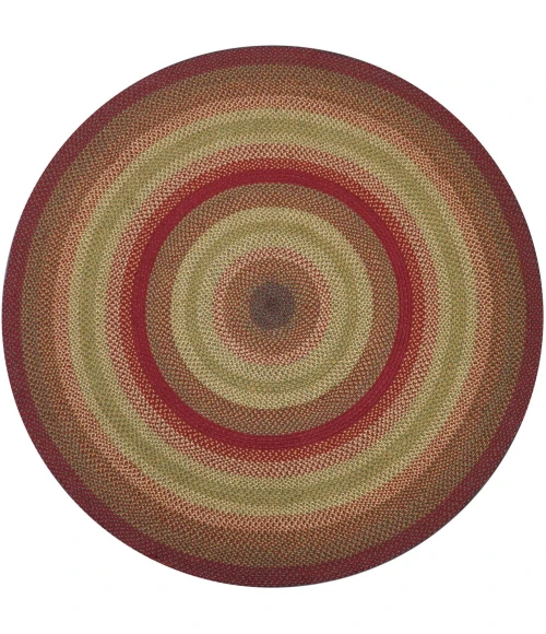 Homespice Decor Jute Braided Rug Cranberry Red & Gold Cider Barn 6 FT Round Rug