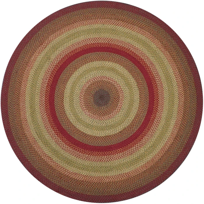Homespice Decor Jute Braided Rug Cranberry Red & Gold Cider Barn 6 FT Round Rug