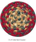 Homespice Decor Jute Braided Accessories Cider Barn Red 240004PS 4 in. Set of 6 Round Rug