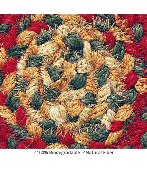 Homespice Decor Jute Braided Accessories Cider Barn Red 240004PS 4 in. Set of 6 Round Rug