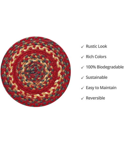 Homespice Decor Jute Braided Accessories Cider Barn Red 240020PS 8 in. Set of 3 Round Rug