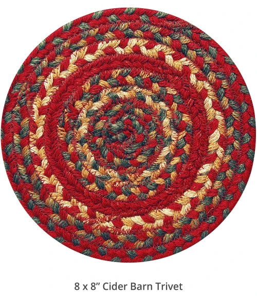 Homespice Decor Jute Braided Accessories Cider Barn Red 240020PS 8 in. Set of 3 Round Rug