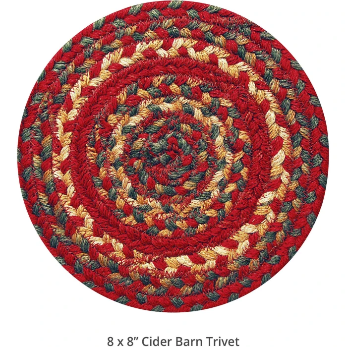 Homespice Decor Jute Braided Accessories Cider Barn Red 240020PS 8 in. Set of 3 Round Rug
