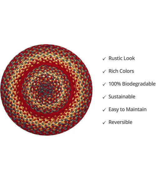 Homespice Decor Jute Braided Accessories Cider Barn Red 240168PS 15 in. Set of 6 Round Rug