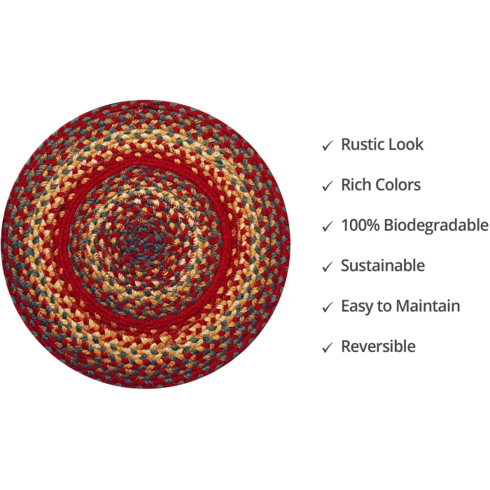 Homespice Decor Jute Braided Accessories Cider Barn Red 240168PS 15 in. Set of 6 Round Rug