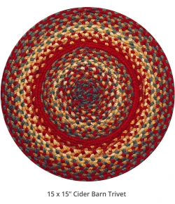 Homespice Decor Jute Braided Accessories Cider Barn Red 240168PS 15 in. Set of 6 Round Rug