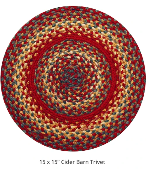 Homespice Decor Jute Braided Accessories Cider Barn Red 240168PS 15 in. Set of 6 Round Rug