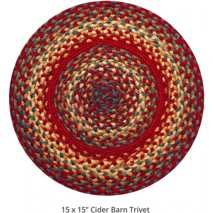 Homespice Decor Jute Braided Accessories Cider Barn Red 240168PS 15 in. Set of 6 Round Rug