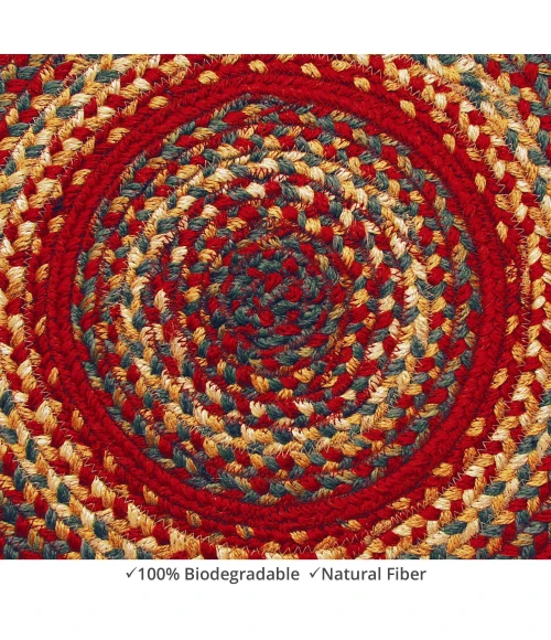 Homespice Decor Jute Braided Accessories Cider Barn Red 240168PS 15 in. Set of 6 Round Rug