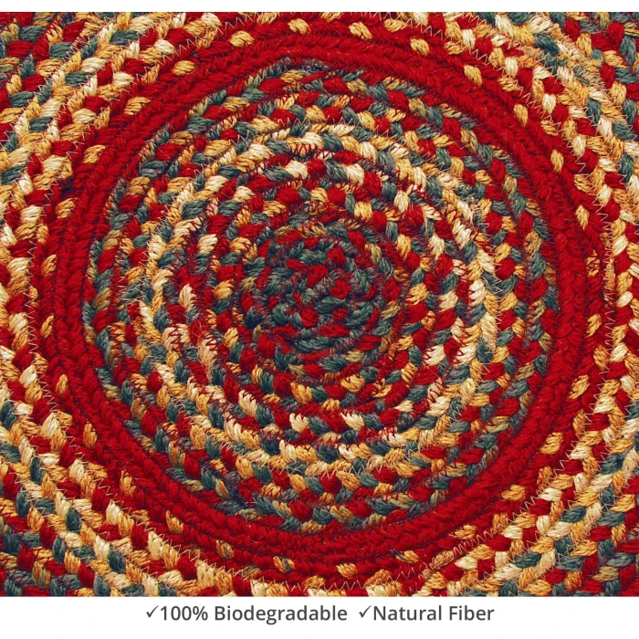 Homespice Decor Jute Braided Accessories Cider Barn Red 240168PS 15 in. Set of 6 Round Rug